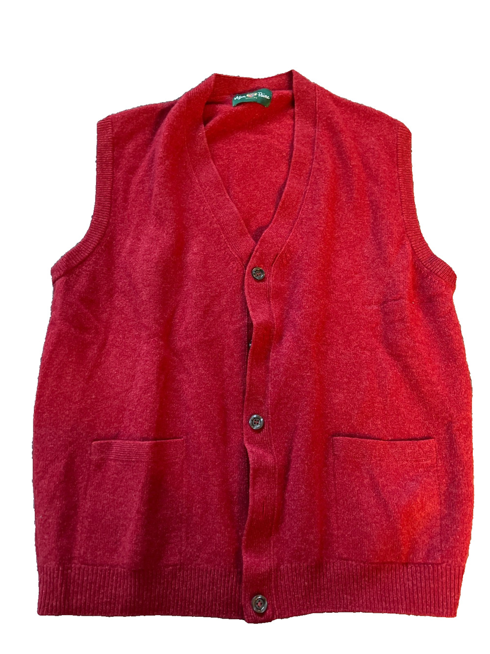 Alan Paine Mens Red Sleeveless Button Front Knit Vest Sweater Size UK46 EUR54